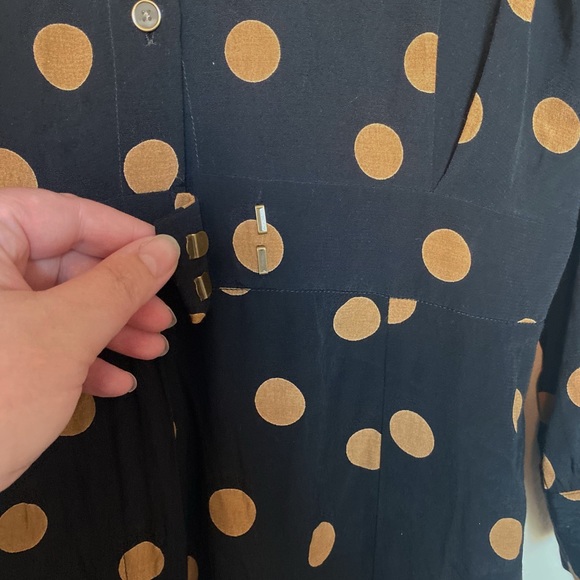 Anthropologie Jumpsuit Loveland Polka Dot Wide Leg Black/Tan Size 14 - Picture 9 of 13